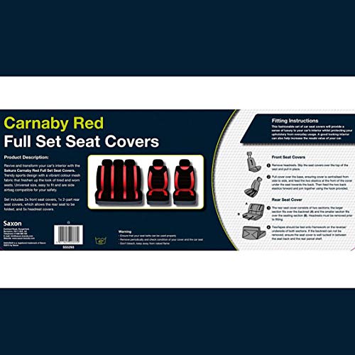 Sakura SS5293 Juego completo de fundas para asientos de coche, Rojo