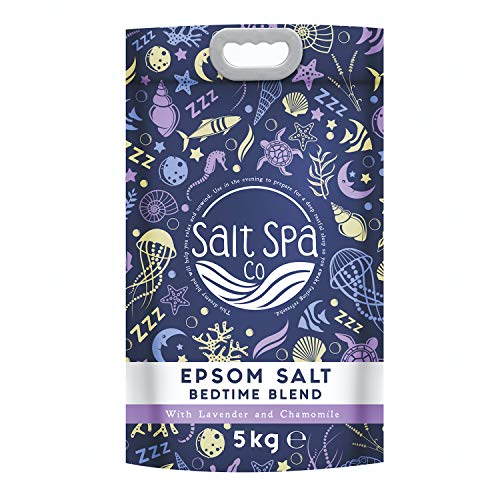 Sal de Epsom SUEÑO PROFUNDO | Bolsa de 5 kg | Salt Spa Co | Mejorado con aceites esenciales de lavanda y manzanilla | Desestresante, calmar la mente y desintoxica |