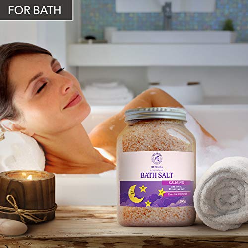 Sales de Baño Calmante 1300g - con Aceite Esencial de Sándalo & Lavanda & Bergamota - 100% Sales Naturales Marinas - Relajante - Cuidado corporal - Cuidado Corporal - Aromaterapia