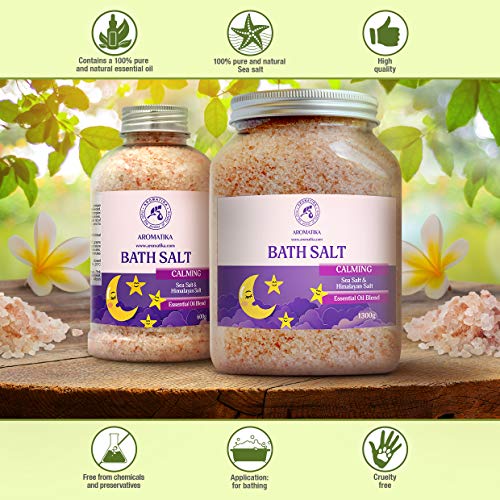 Sales de Baño Calmante 1300g - con Aceite Esencial de Sándalo & Lavanda & Bergamota - 100% Sales Naturales Marinas - Relajante - Cuidado corporal - Cuidado Corporal - Aromaterapia