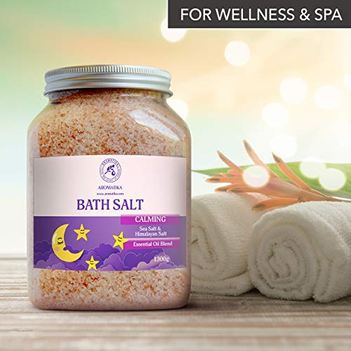 Sales de Baño Calmante 1300g - con Aceite Esencial de Sándalo & Lavanda & Bergamota - 100% Sales Naturales Marinas - Relajante - Cuidado corporal - Cuidado Corporal - Aromaterapia