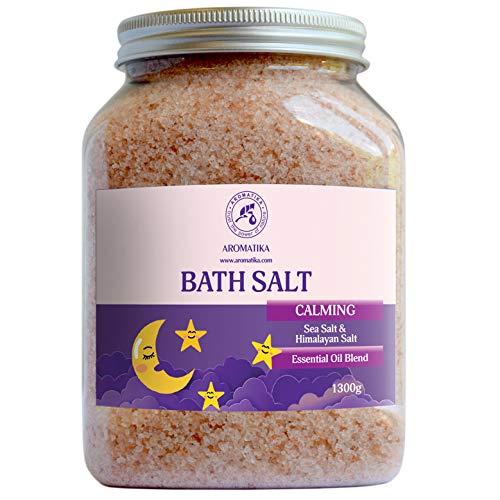 Sales de Baño Calmante 1300g - con Aceite Esencial de Sándalo & Lavanda & Bergamota - 100% Sales Naturales Marinas - Relajante - Cuidado corporal - Cuidado Corporal - Aromaterapia