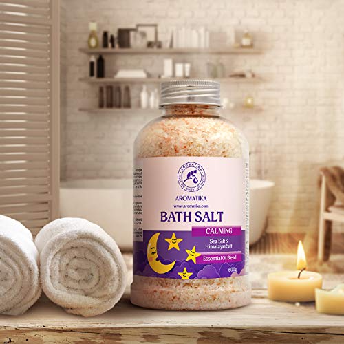 Sales de Baño Calmante 600g - con Aceite Esencial de Sándalo & Lavanda & Bergamota - 100% Sales Naturales Marinas - Relajante - Cuidado corporal - Cuidado Corporal - Aromaterapia