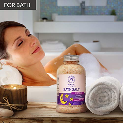Sales de Baño Calmante 600g - con Aceite Esencial de Sándalo & Lavanda & Bergamota - 100% Sales Naturales Marinas - Relajante - Cuidado corporal - Cuidado Corporal - Aromaterapia