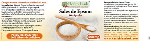 Sales de Epsom (sulfato de magnesio) 600mg x 80 Cápsulas