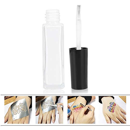 Salmue Pegamento para Tatuajes temporales, Brillo en Polvo, Pintura Corporal, Cejas, Pegamento, Gel, Herramienta de Belleza, 10 ml/Botella para Pintura Corporal y Tatuaje de Cejas