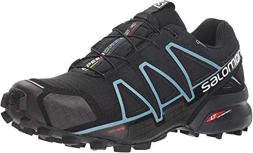 Salomon Speedcross 4 GTX W, Zapatillas de Trail Running para Mujer, Negro (Black/Black/Metallic Bubble Blue), 41 1/3 EU