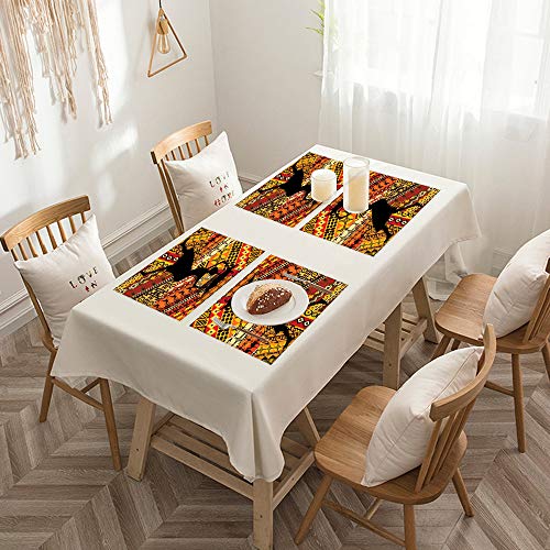 Salvamanteles Individuales Juego de 4,Mujer africana, silueta de una mujer indígena lle,Lavables Manteles Individuales de Vinil de Esteras, Resistentes al Calor Antideslizante Fácil de Limpiar 30x45cm