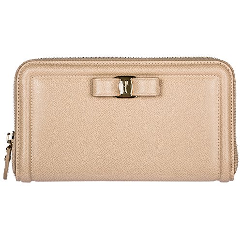 Salvatore Ferragamo mujer Vara monedero beige
