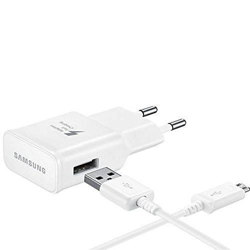 SAMSUNG TA20 Cargador Galaxy S7 , Carga rápida, AFC 2 A, con Cable Micro USB de 1,5 m, Blanco