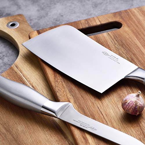 San Ignacio PK1990 Colección Jávea Completa: Juego de 9 Cuchillos Hacha de Cocina, Chef, Fileteador, Asiático, Espátula, Jamonero, Pan, Multiusos y Pelador-Acero Inoxidable