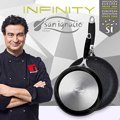San Ignacio Q2928 Set 2pc sartenes 20 y 24, aluminio forjado, inducción, Infinity, Negro