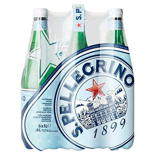 San Pelegrino - Agua mineral natural con gas, 6 botellas, 1L