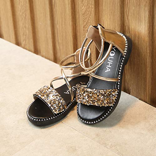 Sandalias del niña de Verano Riou Casual Sandalias de Vestir niños Lentejuelas Princesa Zapatos Solo Zapatos Frescos Moda Linda Antideslizante Bebe Chicas Calzado Fiesta