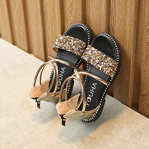 Sandalias del niña de Verano Riou Casual Sandalias de Vestir niños Lentejuelas Princesa Zapatos Solo Zapatos Frescos Moda Linda Antideslizante Bebe Chicas Calzado Fiesta
