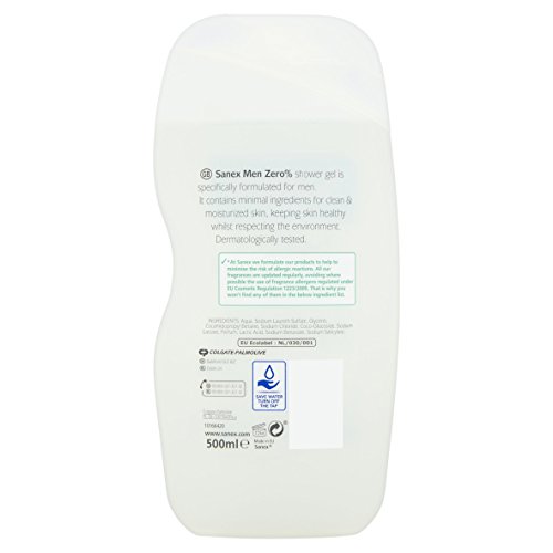 Sanex Dermo Zero% piel normal Gel de ducha para hombres, 500 ml