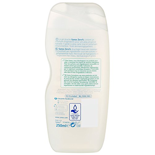 Sanex Zero% - Gel de ducha para piel seca, 250 ml