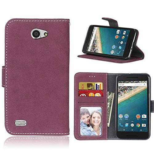 Sangrl Libro Funda para LG Bello 2 / LG Prime II, PU Cuero Cover Flip Soporte Case [Función de Soporte] [Tarjeta Ranuras] Cuero Sintética Wallet Flip Case Rosa roja
