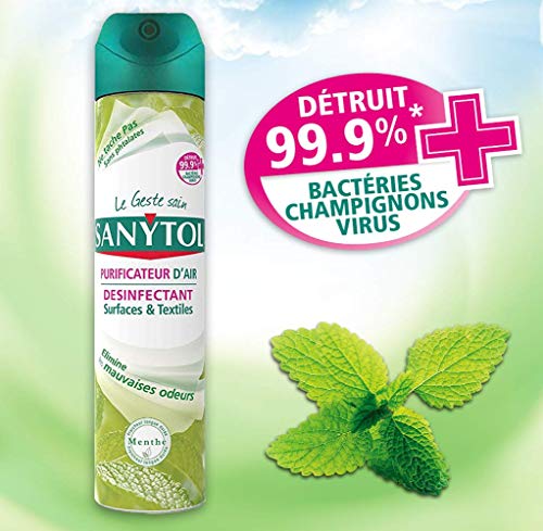 Sanytol 33639410 - Purificador de aire - Desinfectante superficies y telas, 300 ml, pack de 4