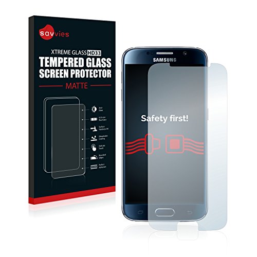 savvies Protector Cristal Mate Compatible con Samsung Galaxy S6 - Dureza 9H, Antireflejos
