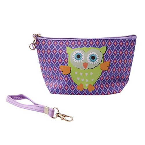 Sccarlettly Bolsa De Maquillaje De Búho Chic Bolsa De Cosméticos Bolsa De Búho Estuche De Lápices Estuche De Regalo Niñas Púrpura Suministros De Oficina Productos Básicos De Decoración De Moda Para La