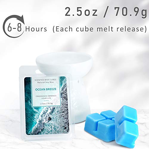 SCENTORINI Cubos de Cera para fragancias, 100% Cera de SOYA derretida para lámpara de Fragancia, Linen Fresco, Bosque Bohemio, Brisa Marina, Viento en Verano, 70.9 gx 4 Piezas