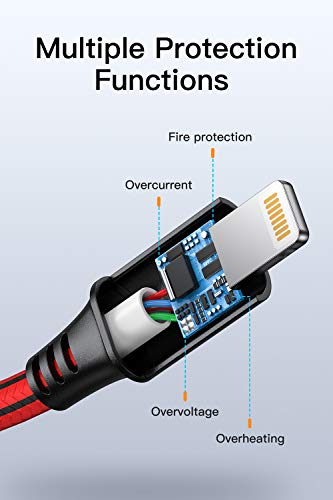 SCHITEC Cargador Phone, 5 Piezas 1M Cable Phone PVC Cable USB de Carga Rápida Compatible con iPhone 11/XS/XR/X/8/8 Plus/7/6s/6Plus/6/Pad/Pod y más