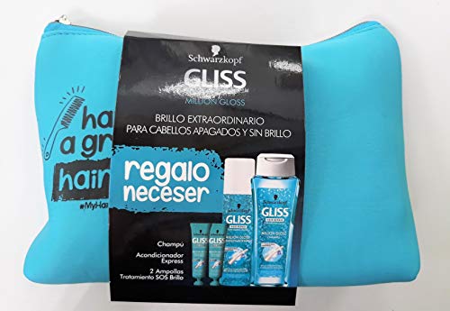 Schwarzkopf Gliss Million Gloss Set Champú 250 ml + Acondicionador 200 ml + Ampollas SOS 2x20 ml + Neceser