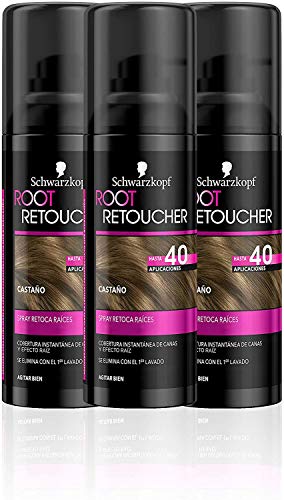 Schwarzkopf Root Retoucher - Coloración del Cabello Castaño (pack de 3)