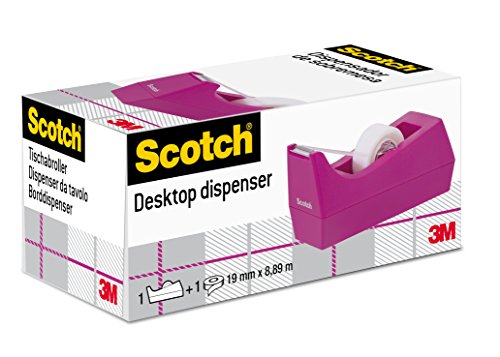 Scotch C38 - Set de dispensador, color rosa y rollo de cinta adhsiva Scotch Magic