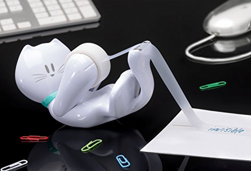 Scotch Dispensador de cinta adhesiva con diseño de gato, incluye cinta adhesiva de 19 x 8.89 m, Blanco