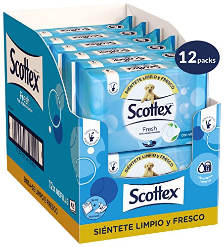 Scottex Fresh Papel Higiénico Húmedo - 12 packs x 40 (480 unidades)