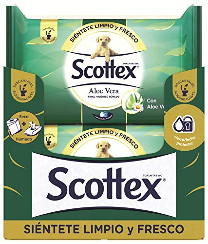 Scottex Sensitive Aloe Vera Papel Higiénico Húmedo - 12 Paquetes de 40 Unidades