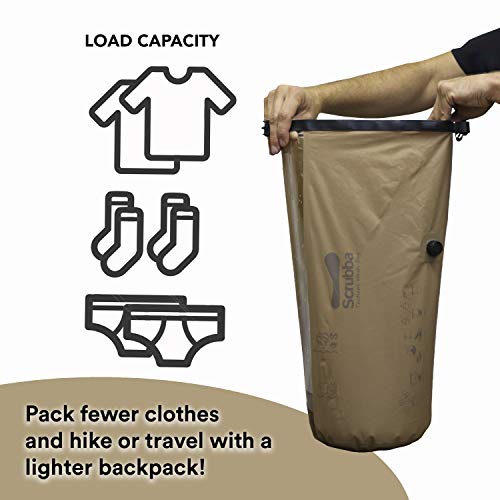 Scrubba Tactical Sistema de Lavado Portátil Bolsa de Lavado 2.0 - Bolsa Estanca Duradera para Viajes Camping Senderismo - Sistema con Tabla de Lavar