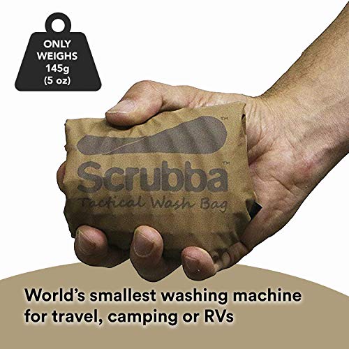 Scrubba Tactical Sistema de Lavado Portátil Bolsa de Lavado 2.0 - Bolsa Estanca Duradera para Viajes Camping Senderismo - Sistema con Tabla de Lavar