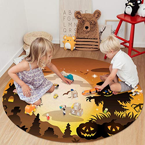 Scrummy Alfombra Redonda para Halloween, Carnaval, Ultra Suave, Alfombra de Juegos para niños, Alfombra para Interior y decoración del hogar, Tela no Tejida, Halloween20xsuy6435, 3' Diameter