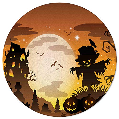 Scrummy Alfombra Redonda para Halloween, Carnaval, Ultra Suave, Alfombra de Juegos para niños, Alfombra para Interior y decoración del hogar, Tela no Tejida, Halloween20xsuy6435, 3' Diameter