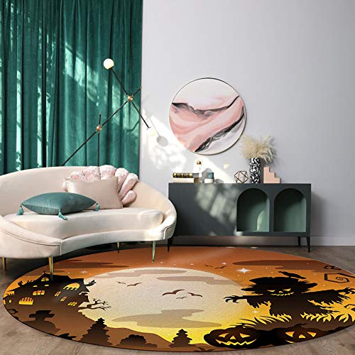 Scrummy Alfombra Redonda para Halloween, Carnaval, Ultra Suave, Alfombra de Juegos para niños, Alfombra para Interior y decoración del hogar, Tela no Tejida, Halloween20xsuy6435, 3' Diameter