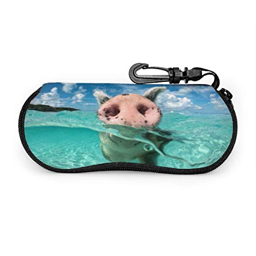 SDFGJ Estuche para anteojos Divertido Cerdo Vacaciones Juego de agua Estuche para anteojos Anticaída Suave Caja de almacenamiento para gafas Estuche para gafas Gafas de sol Soporte protector seguro Ca