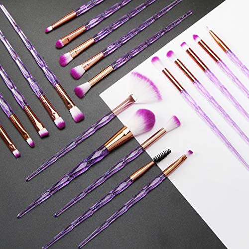 SDHF El Sistema cristalino de Maquillaje Cepillos manija Fundación Polvo de Sombra de Ojos Corrector de Belleza compone el Cepillo, 4-20Pcs (Color : 20Pcs Purle, Size : One Size)