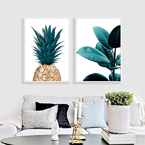 SDPYY Hoja de piña Botanical Wall Art Poster Picture Motivational Quotes Canvas Print Painting Decor-50x70cmx3 pcs sin Marco
