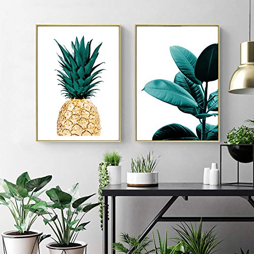 SDPYY Hoja de piña Botanical Wall Art Poster Picture Motivational Quotes Canvas Print Painting Decor-50x70cmx3 pcs sin Marco