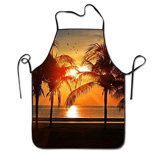 sea-beach-coconut trees-setting sol cool funny gran casa actual para cocina barbacoa Cook Chef delantal cocina profesional adultos baberos Regalos