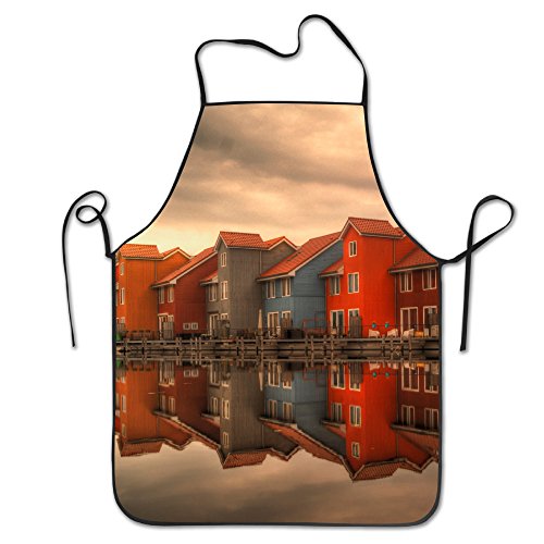 sea-houses-cloudy-buildings Cute Funny gran casa actual para cocina barbacoa Cook Chef delantal cocina profesional adultos baberos Regalos