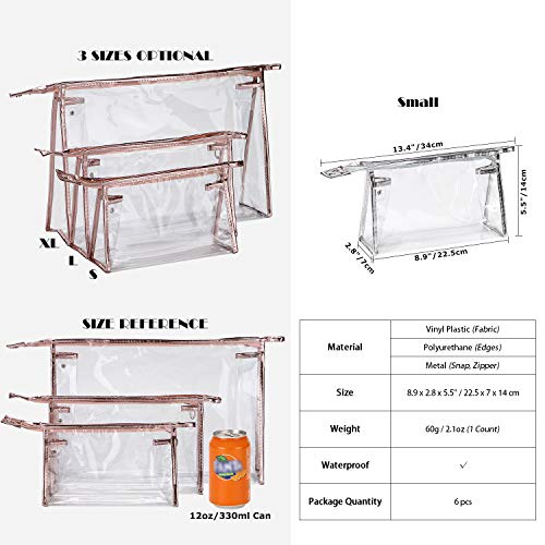 Sea Team 6pcs bolsa de tocador de viaje portátil transparente bolsa de cosméticos de plástico transparente de vinilo organizador de maquillaje con cremallera