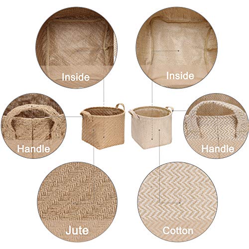 Sea Team Alforjas de Almacenamiento Compartimento de Almacenamiento para contenedores de Yute y Lino de algodón con asa Decorativa para artículos de tocador para el hogar Papelería Varios Juguetes