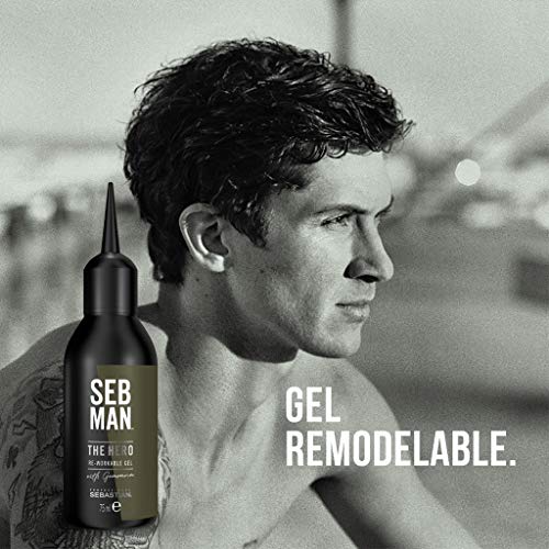 SEB MAN Gel Fijador Cabello efecto 24 horas - Todo tipo de cabellos - 75 ml - Línea de productos para el cabello de hombre de Sebastian Professional