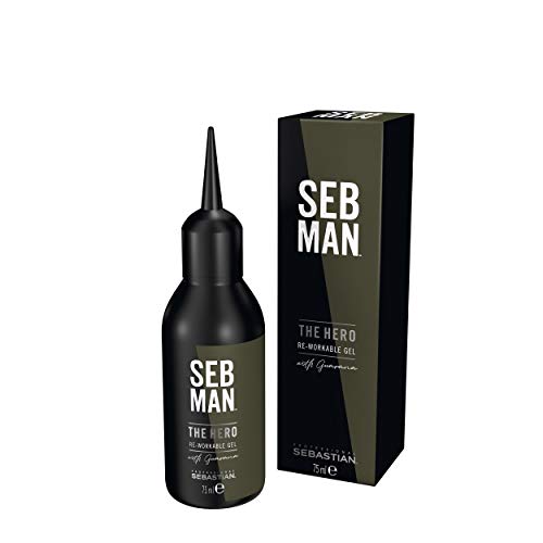 SEB MAN Gel Fijador Cabello efecto 24 horas - Todo tipo de cabellos - 75 ml - Línea de productos para el cabello de hombre de Sebastian Professional