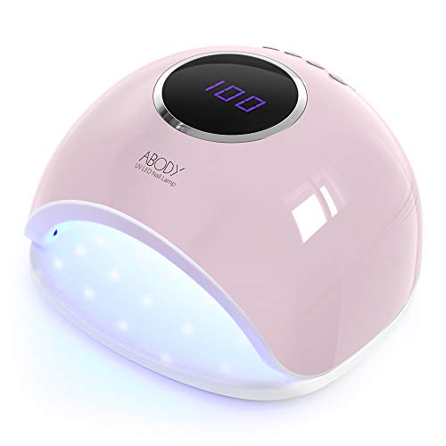 Secador de Uñas, Abody Lámpara Secadora de Uñas LED/UV 48W, para Esmalte de Uñas de Gel, para Manicura y Pedicura, con 4 Temporizadores, Sensor Automático, Pantalla LCD, Rosa