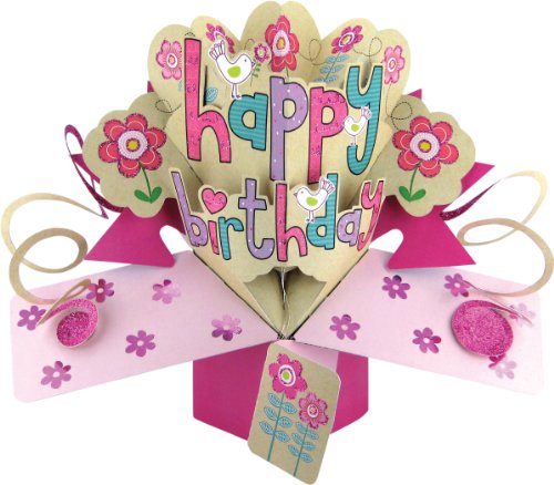 Second Nature - Tarjeta de felicitación para cumpleaños, diseño en 3D con texto en inglés"Happy birthday"